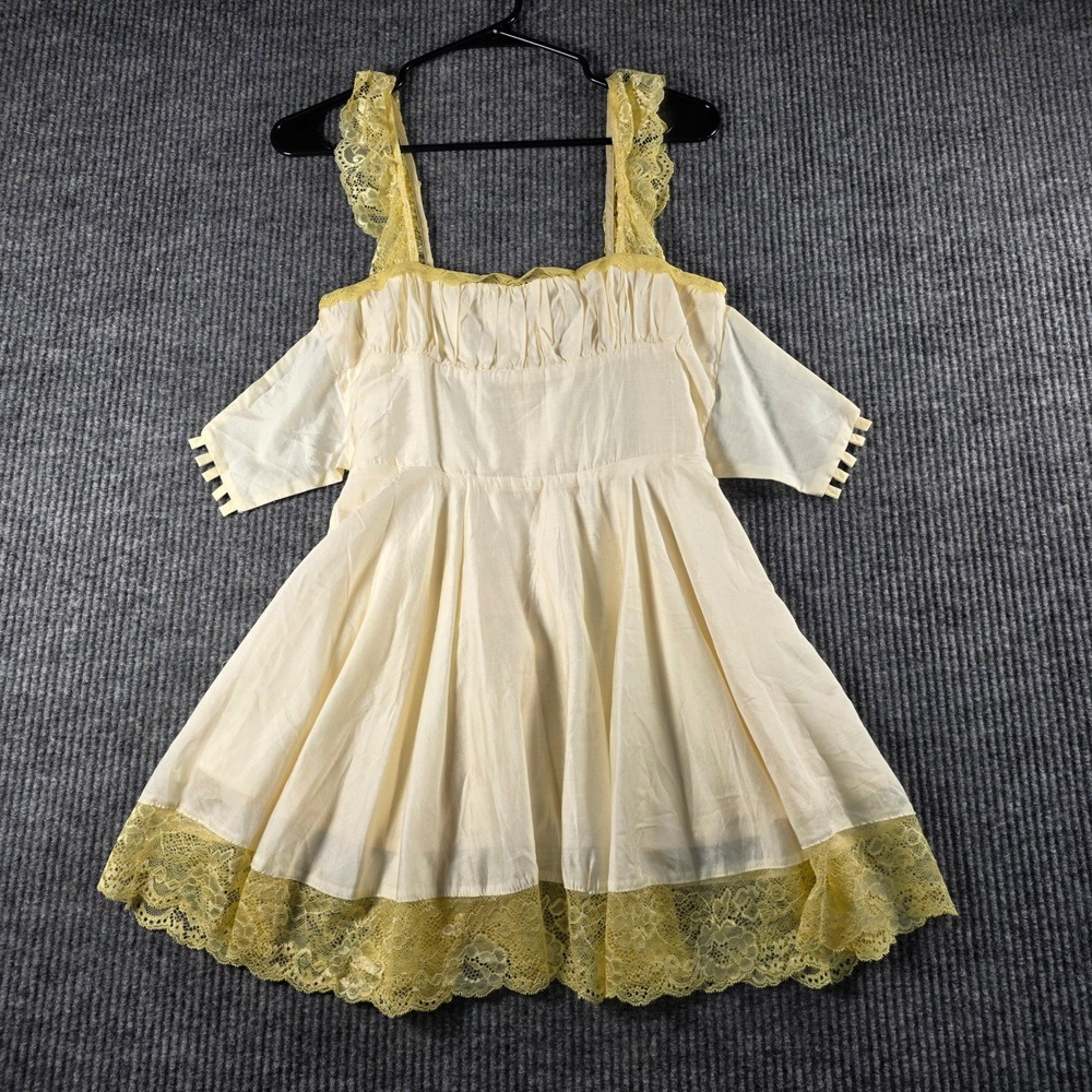 Strangers & Lovers Cream Yellow Lace Trim Cold Shoulder Mini Dress Coquette